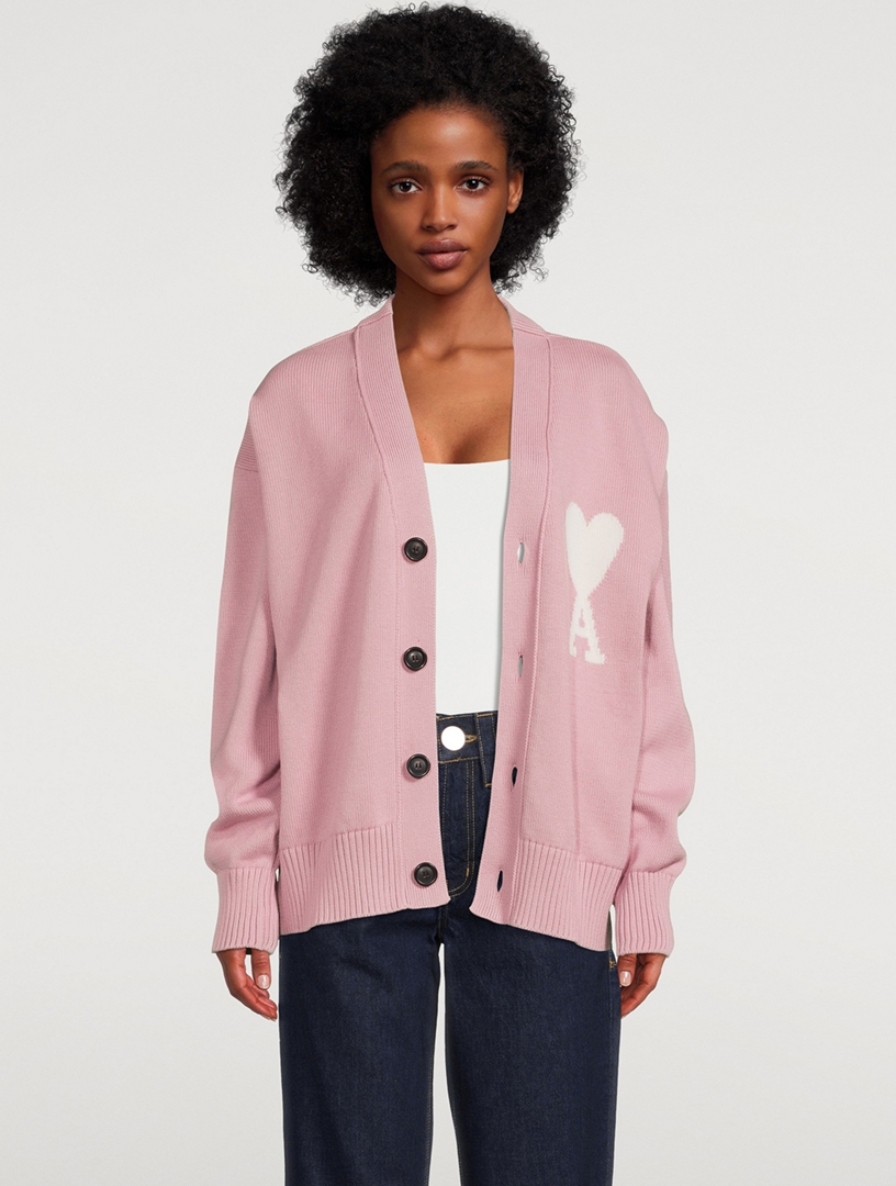 AMI PARIS Ami De Cœur Cotton And Wool Cardigan | Holt Renfrew