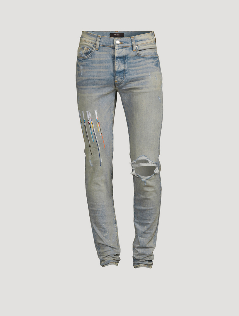 AMIRI Blue Paint Drip Core Logo Jeans Amiri