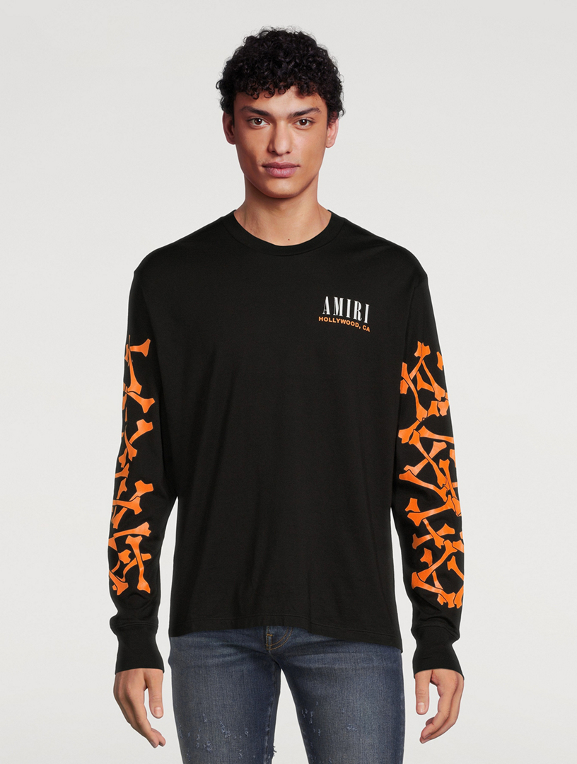 送料関税込み【AMIRI】Bones stacked long sleeve t-shirt Black BONES STACKED LONG SLEEVE TEE - Black | AMIRI