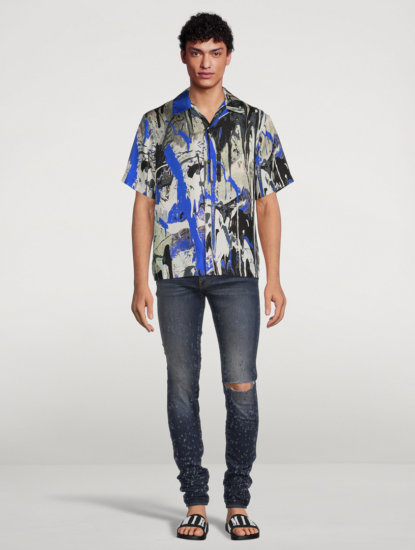 Silk Bowling Shirt Paint Splatter Print