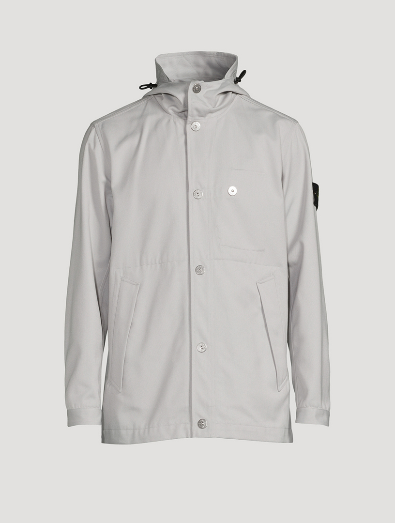 GABARDINE JACKET WITH STONE SLEEVE