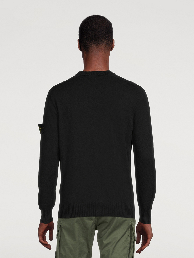 Stocking Stitch Cotton-Nylon Crewneck Sweater
