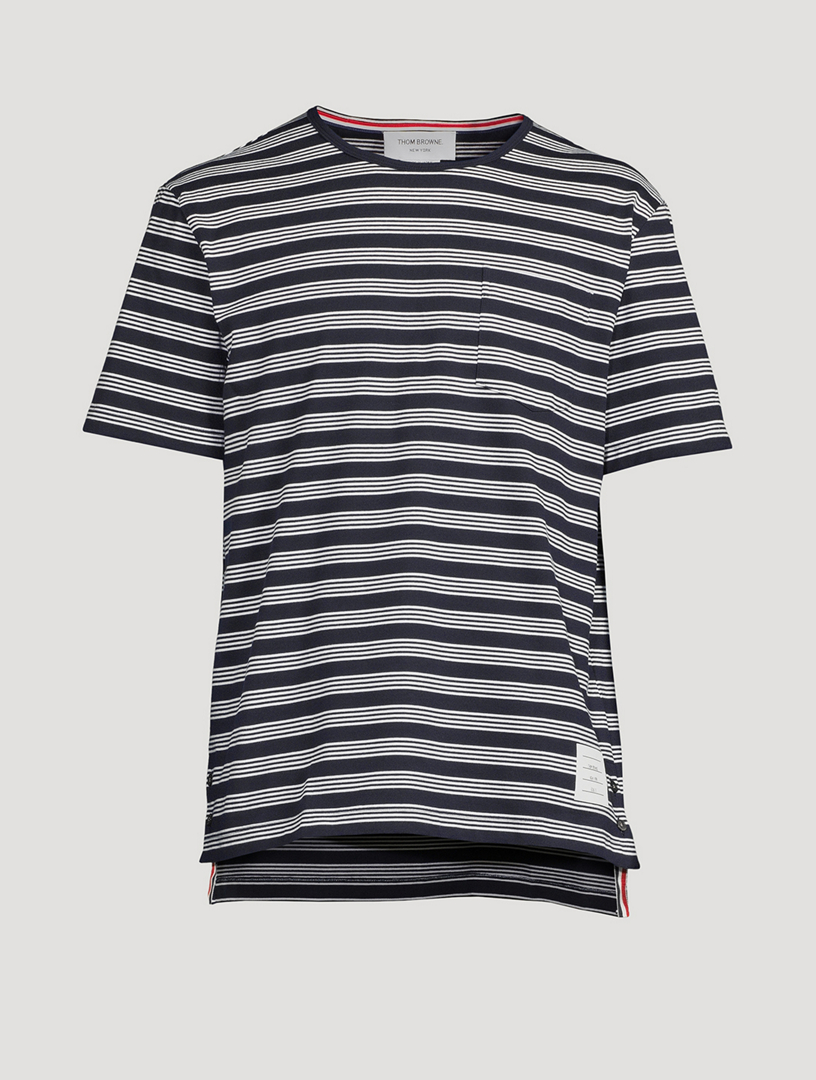 THOM BROWNE Jersey Pocket T-Shirt In Striped Print | Holt