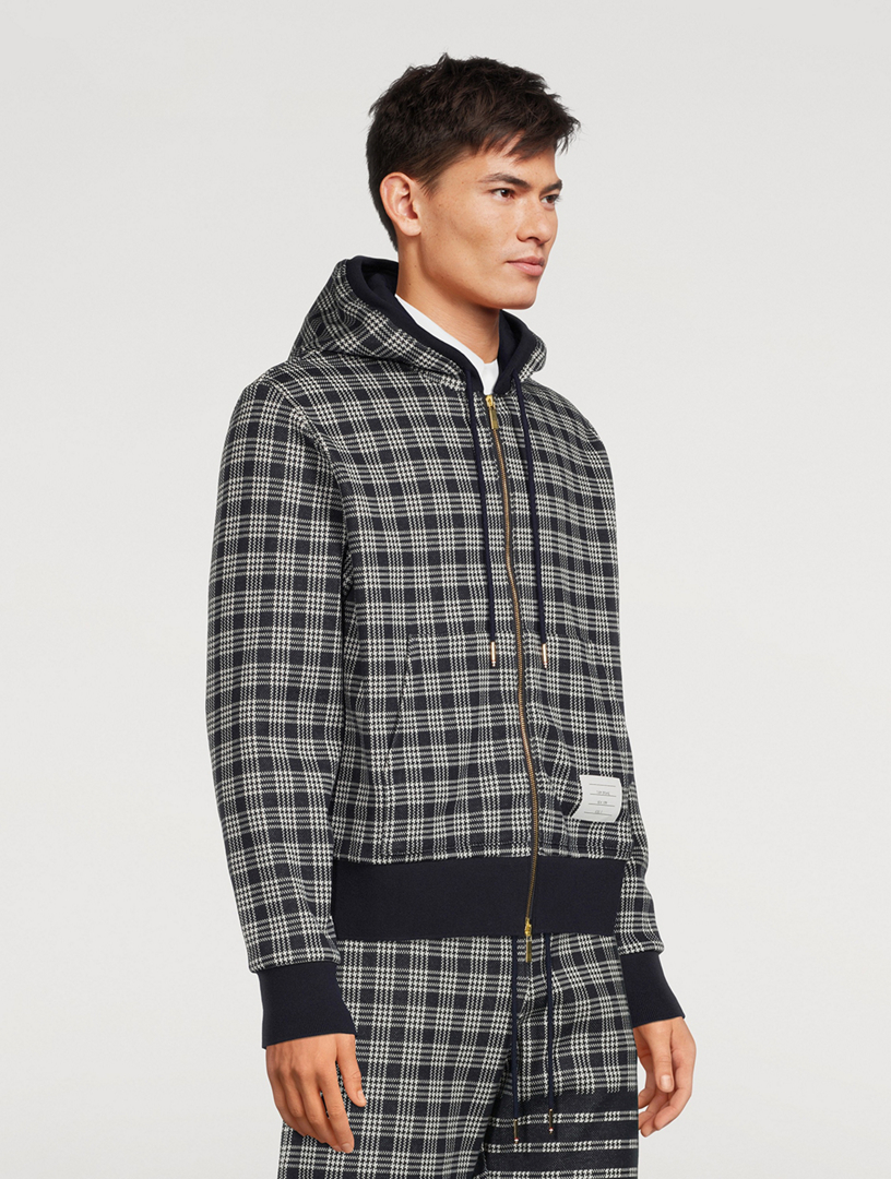 THOM BROWNE Micro-Check Jacquard Zip Hoodie | Holt Renfrew