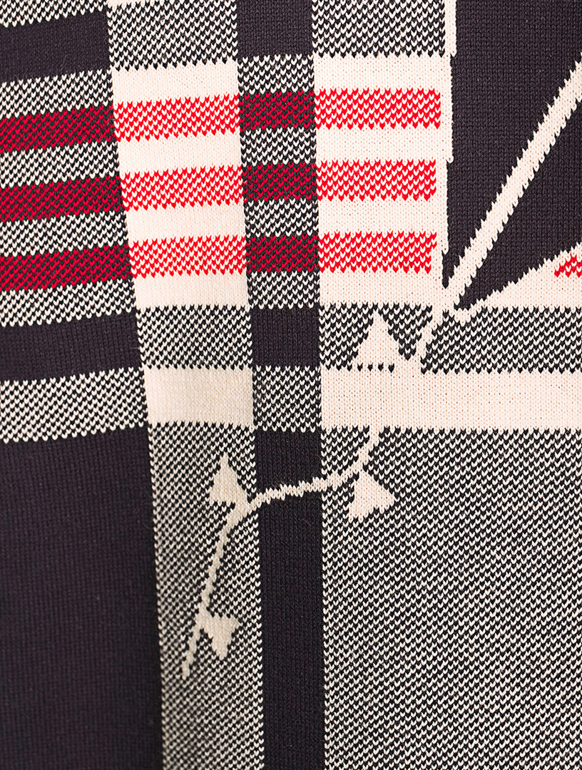 Hairline Madras Cotton Sweater With Kite Icon