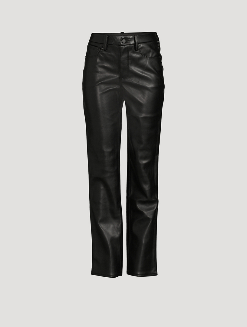 GOOD AMERICAN Good Icon Faux Leather Straight Trousers