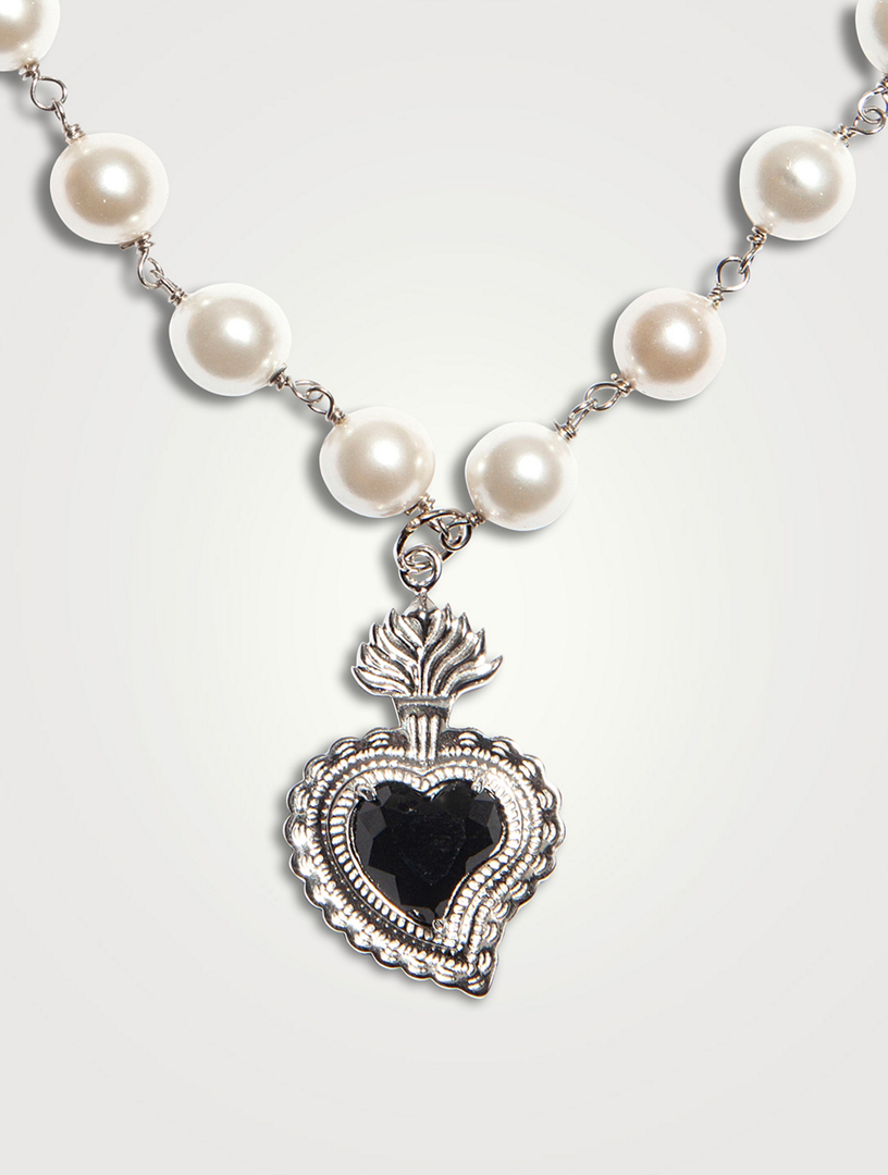 Radiant Heart Necklace With Pearls