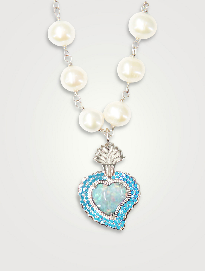 Rocky Radiant Heart Necklace With Pearls