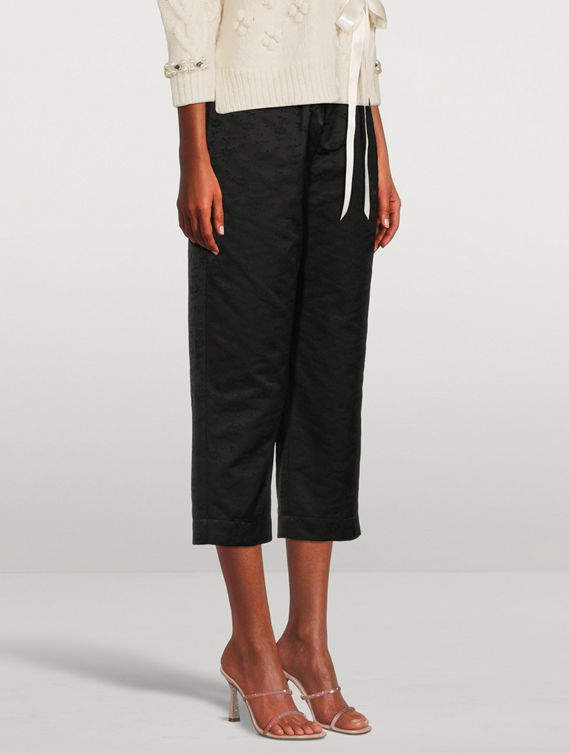 Daisy Faille Straight-Leg Trousers