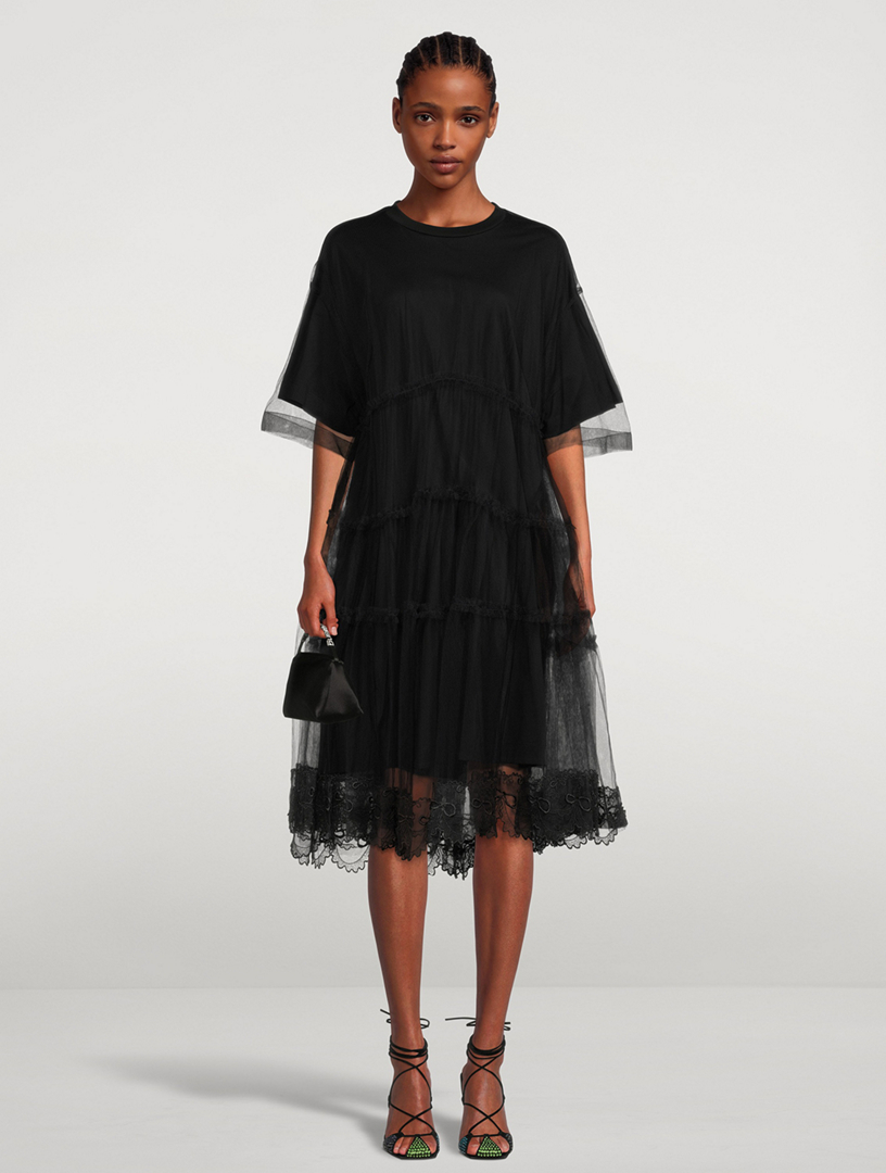 SIMONE ROCHA Embellished T-Shirt Dress With Tulle Overlay | Holt