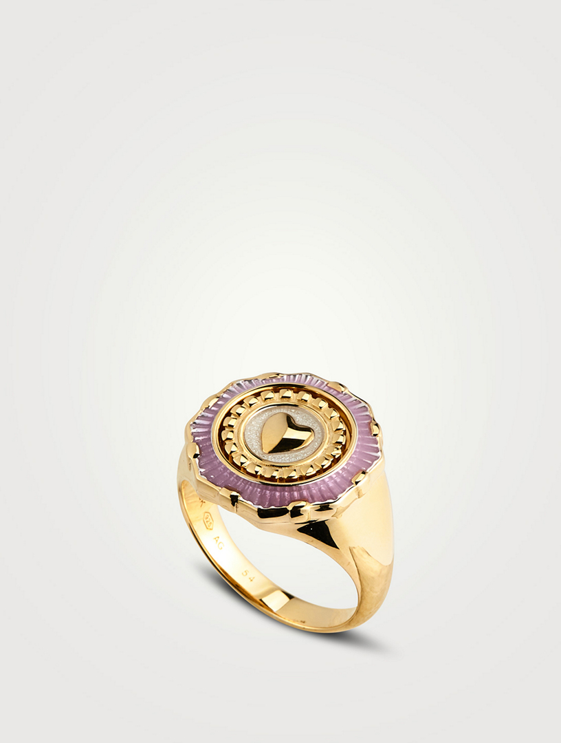 MARIA BLACK Pop Moss Goldplated Love Coin Ring | Holt Renfrew