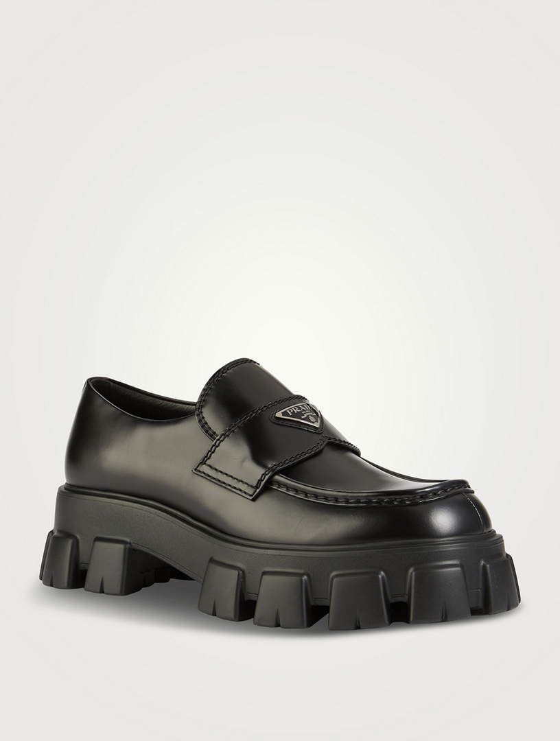 PRADA Monolith Brushed Leather Loafers | Holt Renfrew