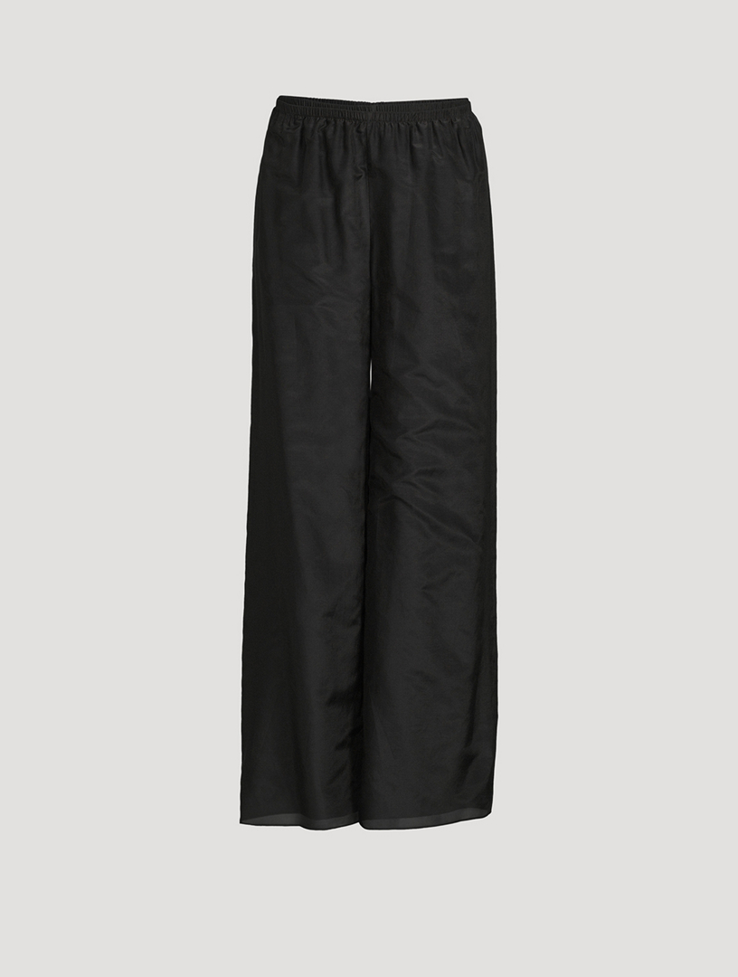 Andres Crinkle Cotton Satin Wide Leg Pant