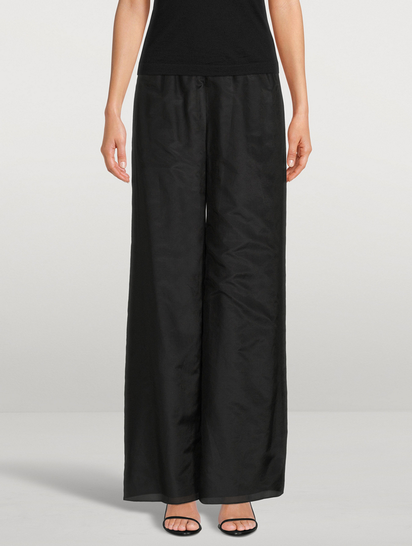 Andres Crinkle Cotton Satin Wide Leg Pant