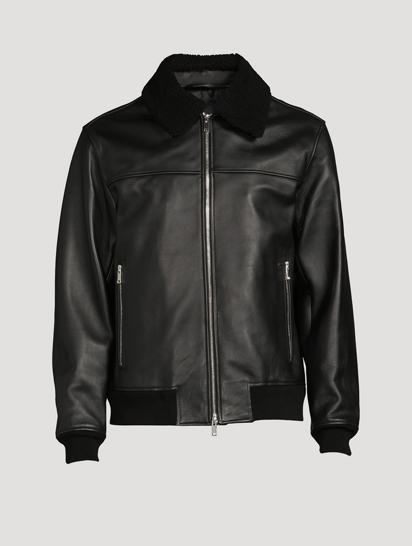 Theory leather hot sale bomber jacket