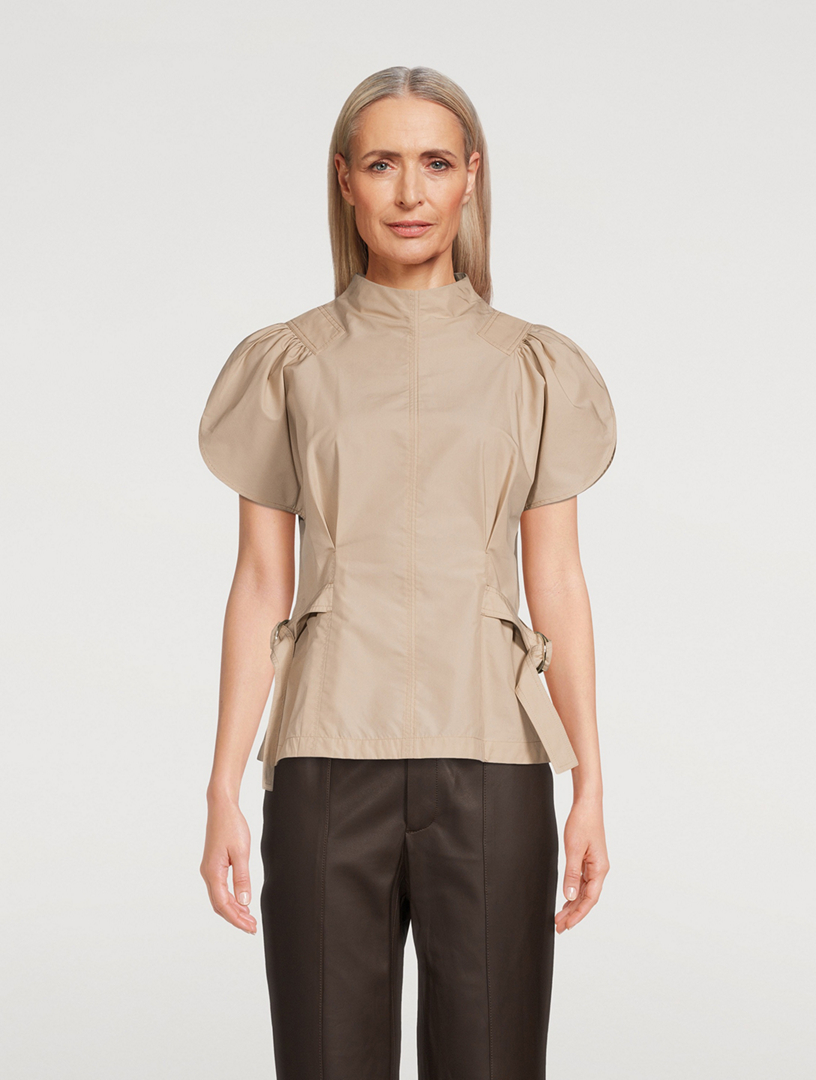 Puff-Sleeve Poplin Blouse