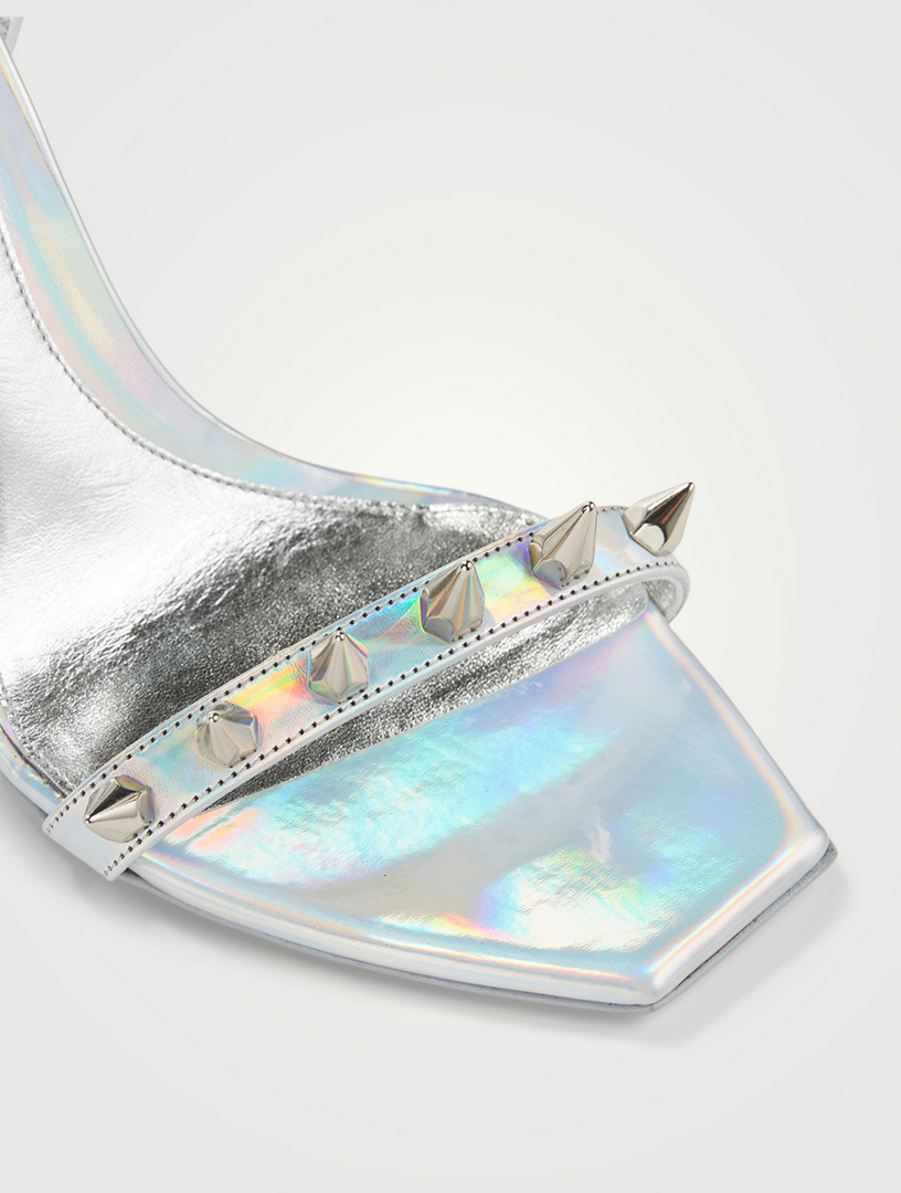 Stud Spike Iridescent Leather Sandals
