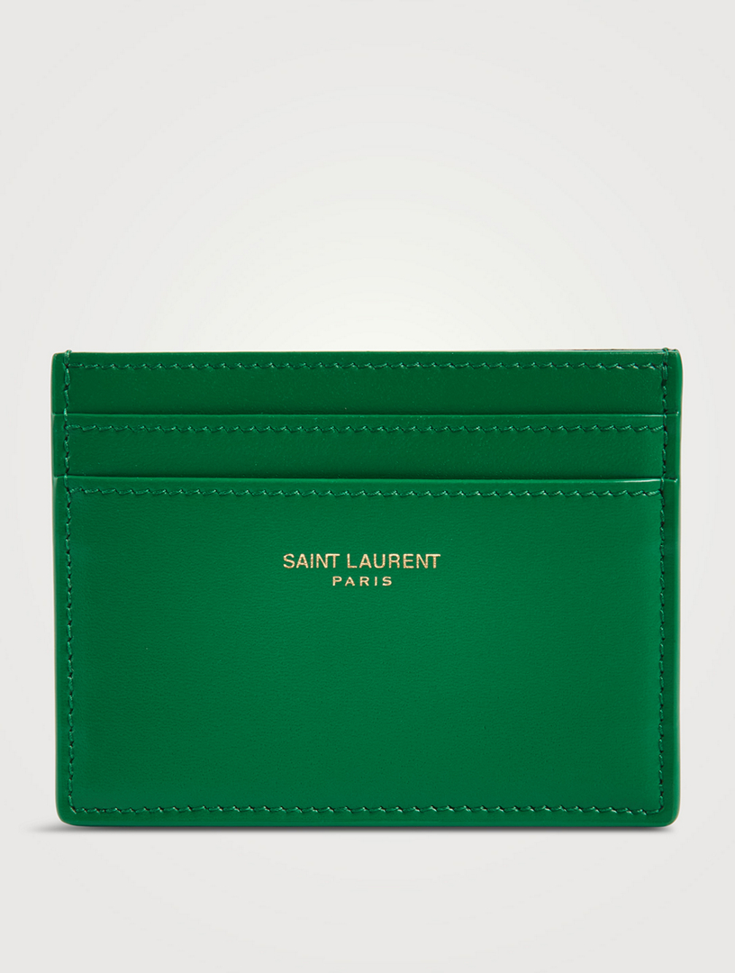 Saint Laurent Cassandre Matelasse (5 Card Slot) Card Holder Grain de Poudre  Embossed Light Sage in Calfskin Leather with Gold-tone - US