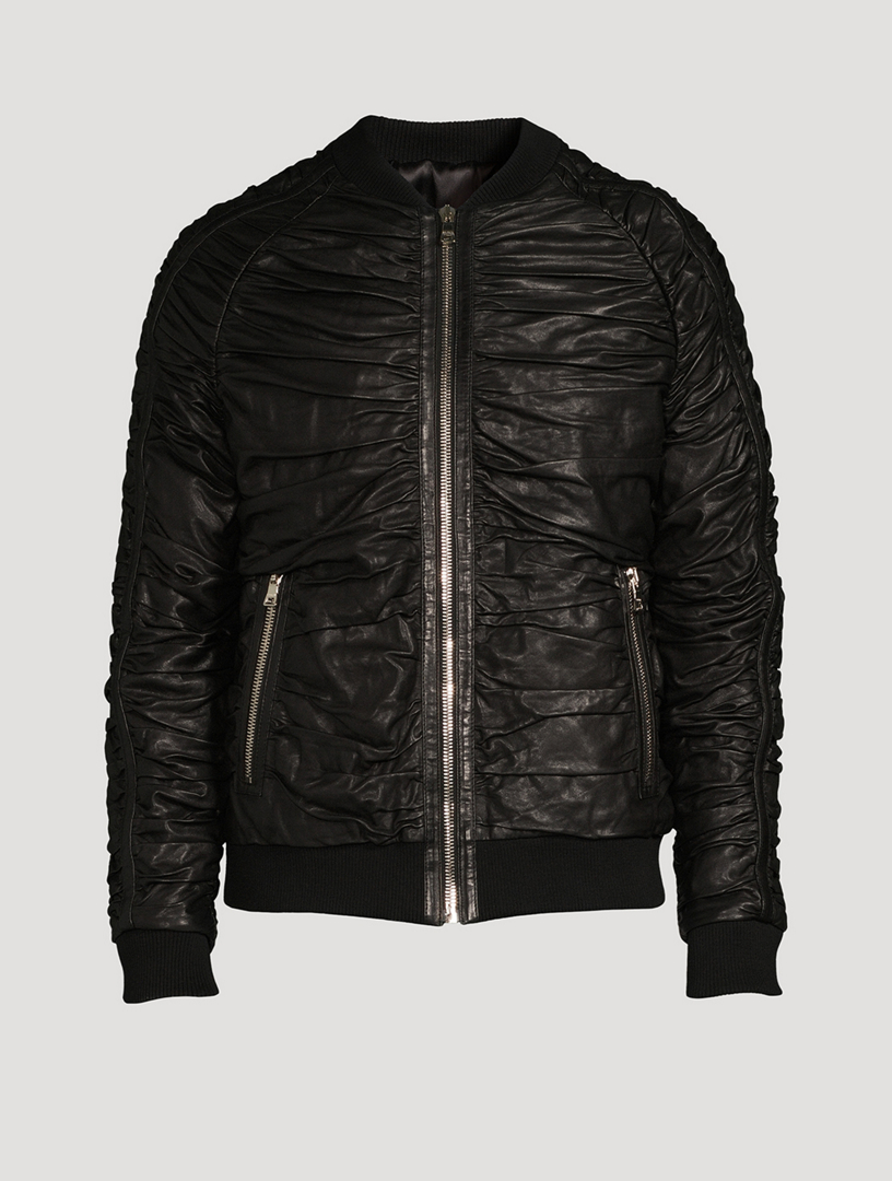 Pleated hot sale leather jacket