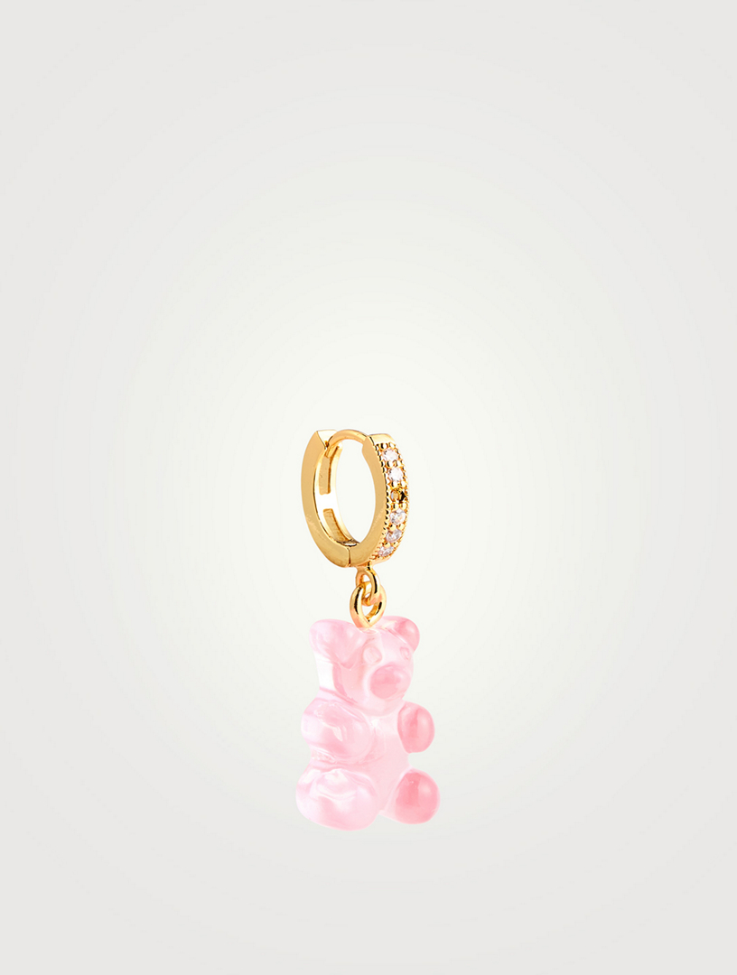 Pink stone sales hoop earrings