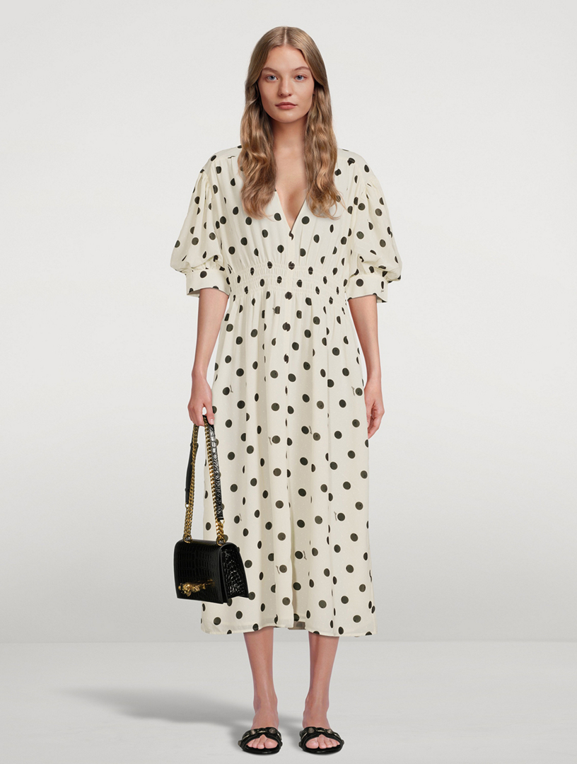 GANNI Re Cut Georgette Smock Dress In Polka Dot Holt Renfrew