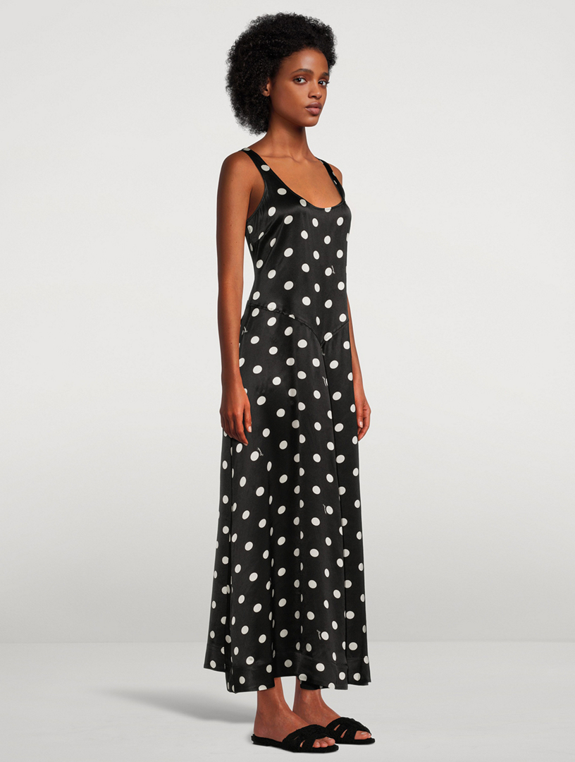 Blue satin polka dot dress best sale