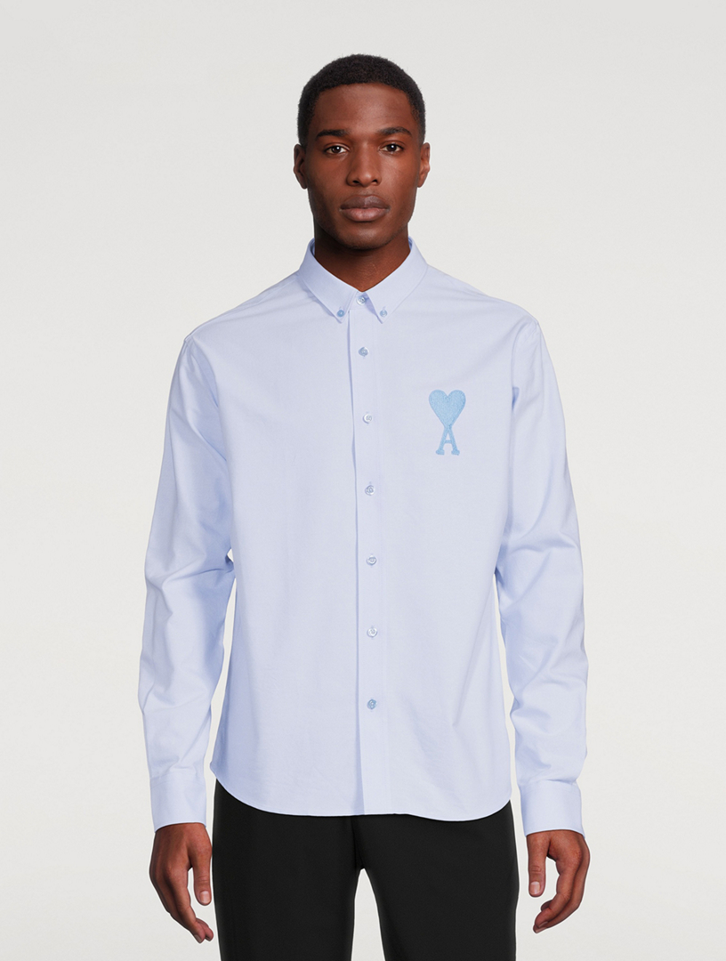 AMI PARIS Ami De Cœur Brushed Cotton Oxford Shirt | Holt Renfrew