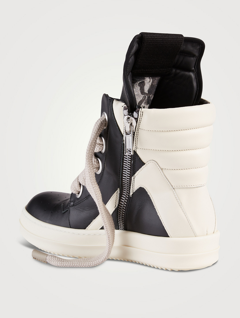 RICK OWENS Fogachine Geobasket Leather High-Top Sneakers | Holt