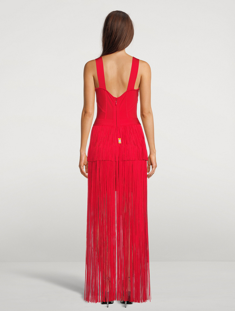 HERVE LEGER Fringe Gown | Holt Renfrew