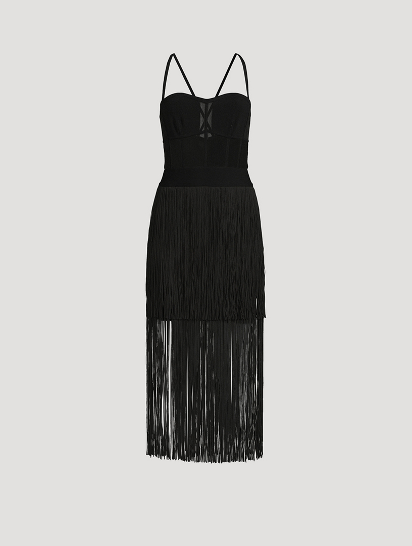 HERVE LEGER Bustier Fringe Dress Holt Renfrew