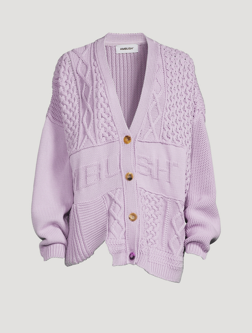 Patchwork Knit Logo Cardigan