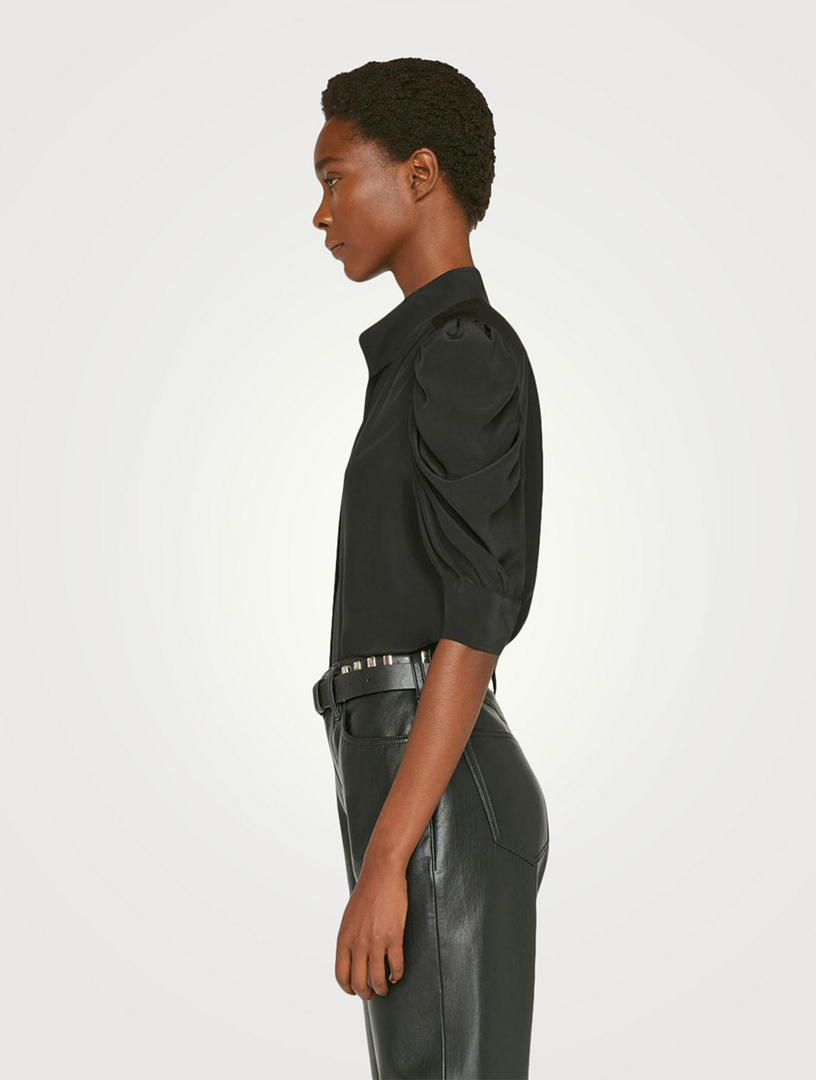 Gillian Puff-Sleeve Silk Blouse