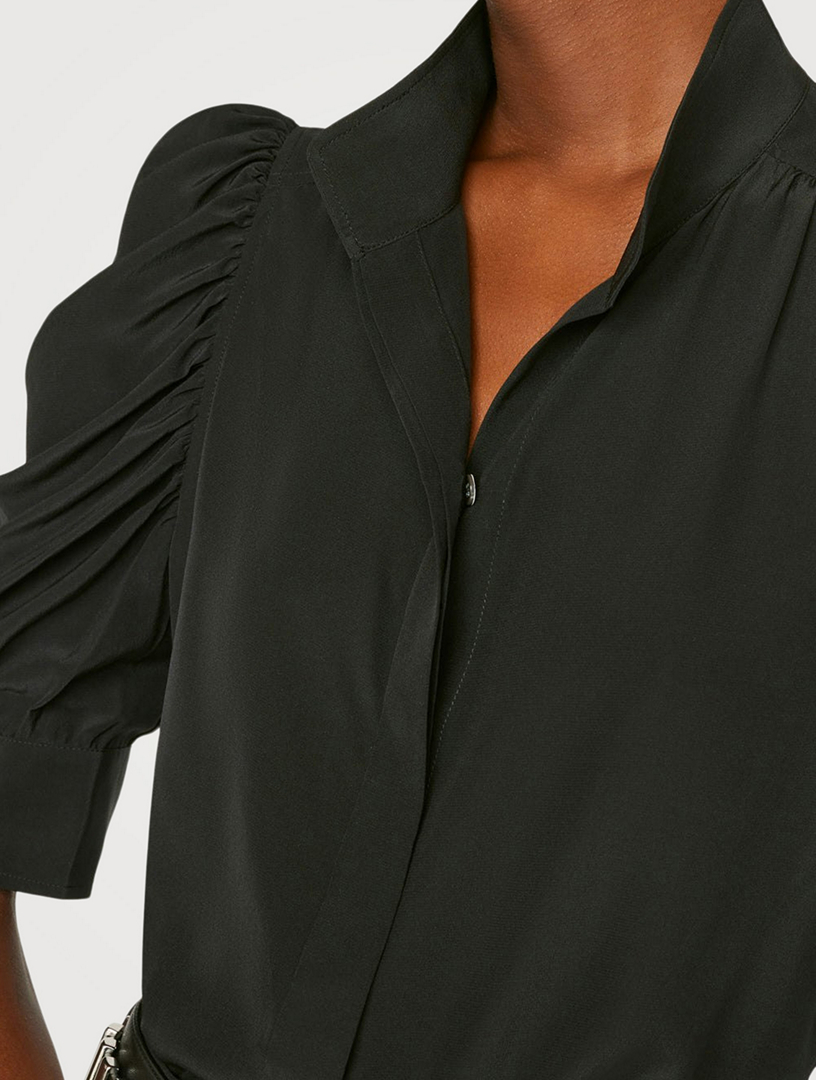 Gillian Puff-Sleeve Silk Blouse