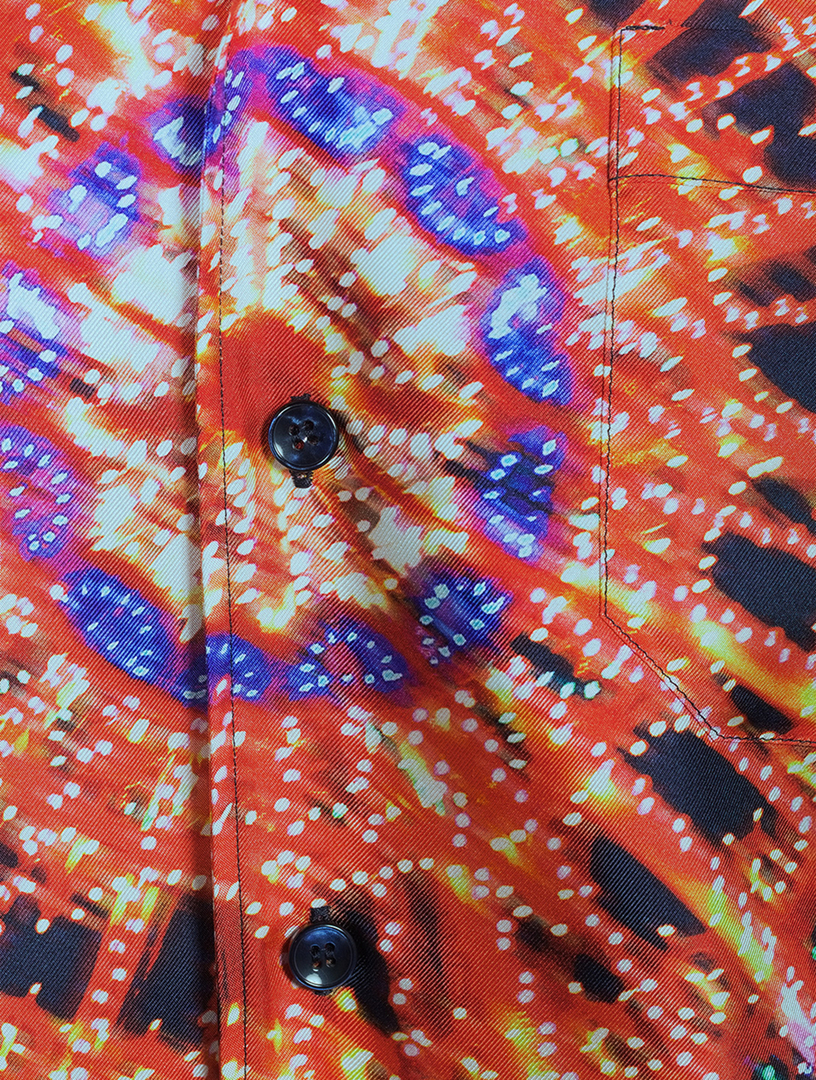 Silk Short-Sleeve Shirt Light Print