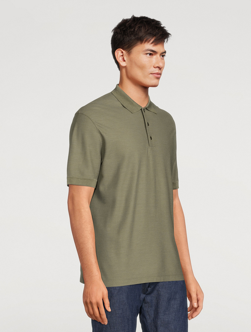 Cotton And Silk Short-Sleeve Polo Shirt