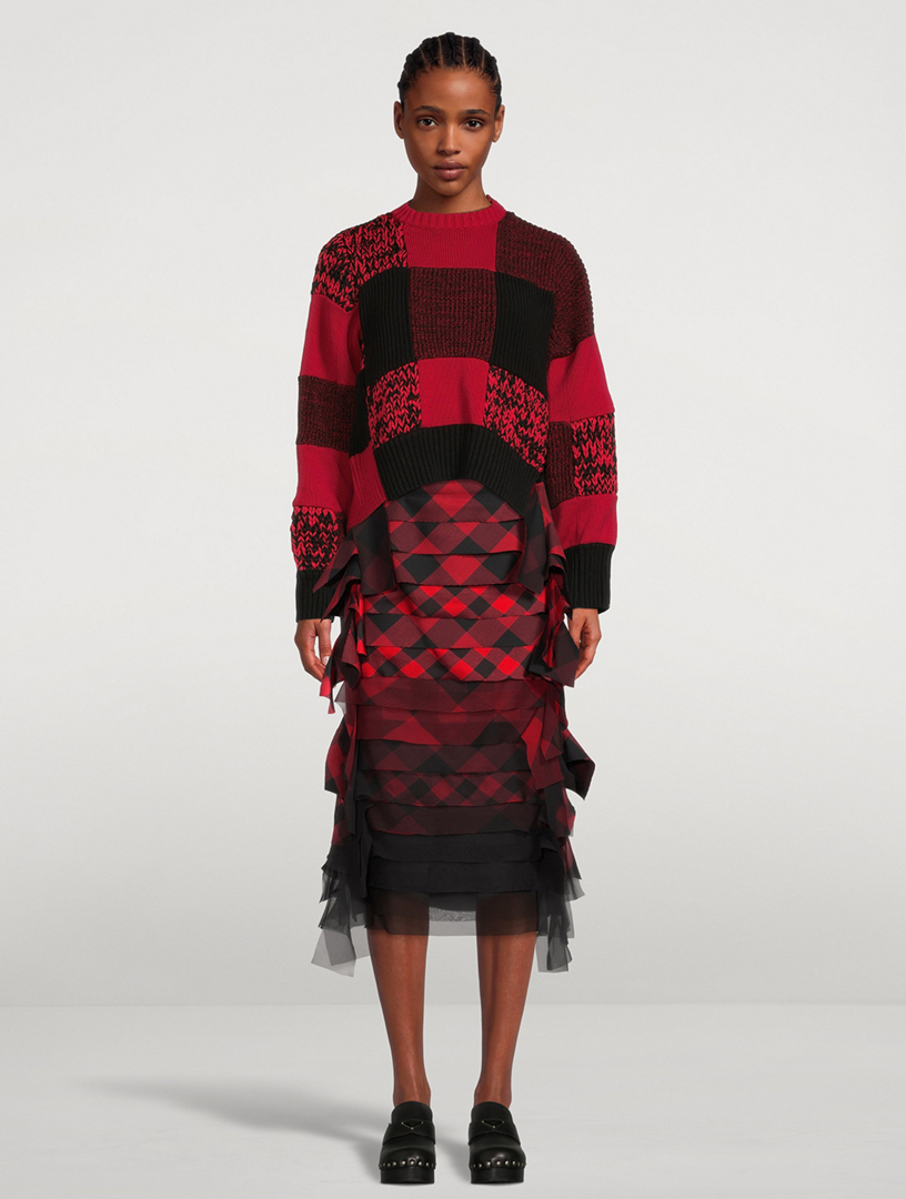 Buffalo Check Ombré Midi Skirt