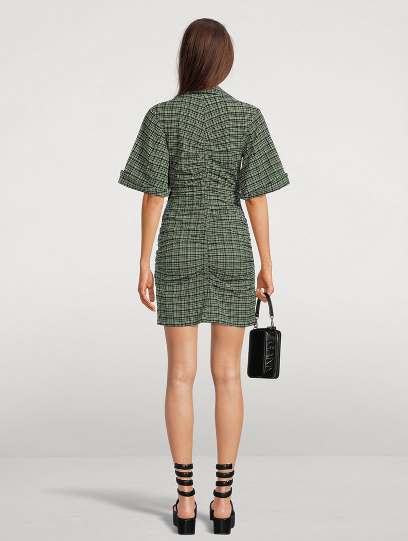 ワンピースその他 Ganni Stretch Seersucker Smoke Mini Dress Chicory Coffee F76 MUSINSA | GANNI Stretch Siercer Smoke Mini Dress - Chicory