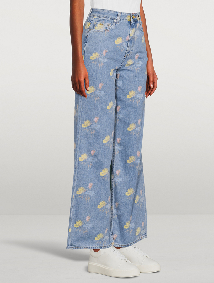GANNI Magny Jeans In Floral Print | Holt Renfrew