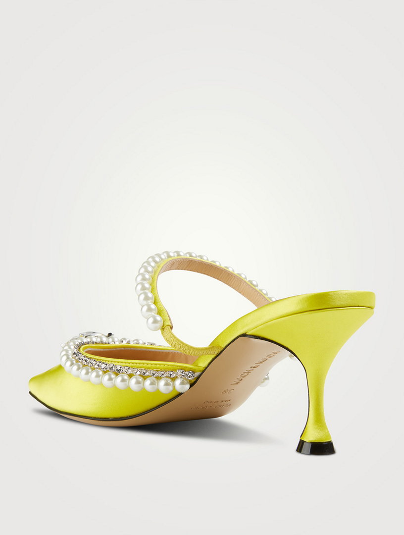 Diamond And Pearls Satin Mules