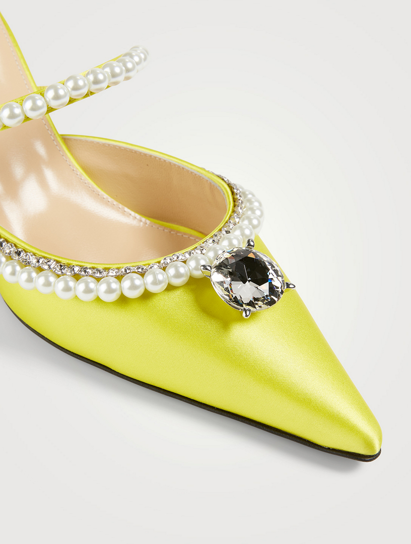 Diamond And Pearls Satin Mules
