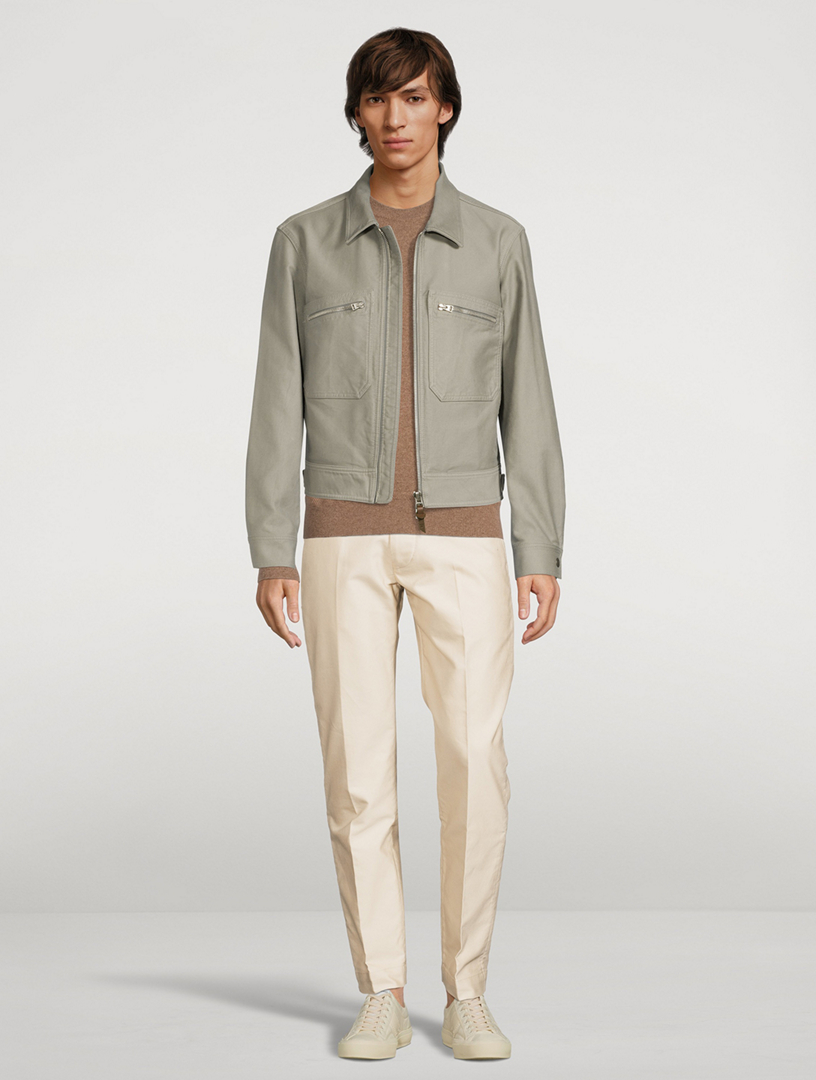 Brushed Cotton Zip Blouson Jacket