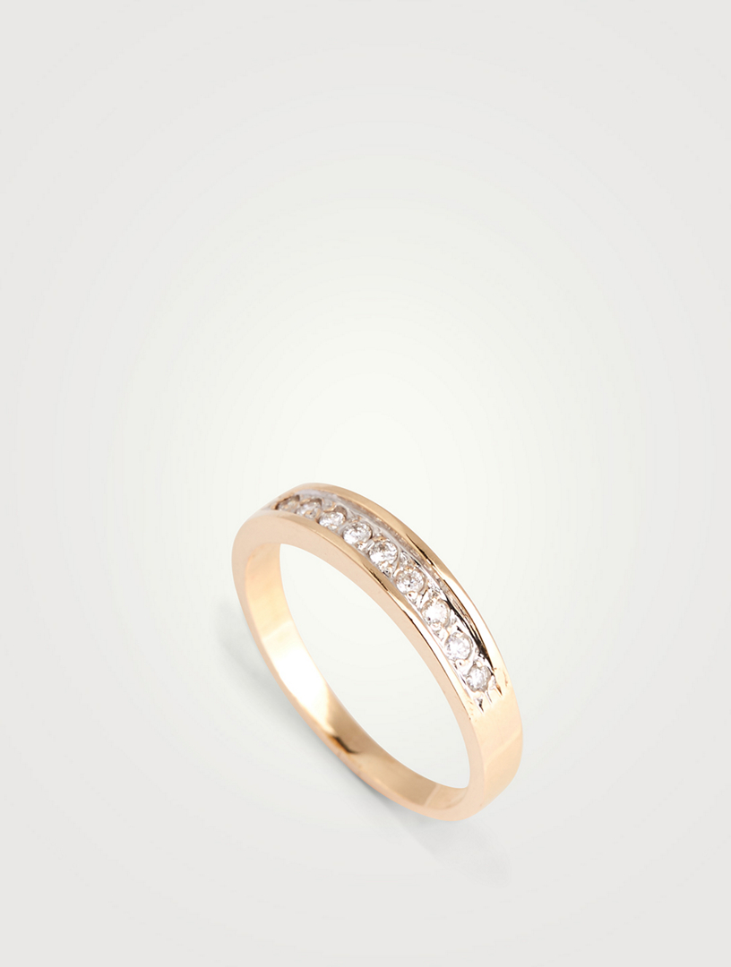 Vintage 14K Gold Half Eternity Ring With Diamonds