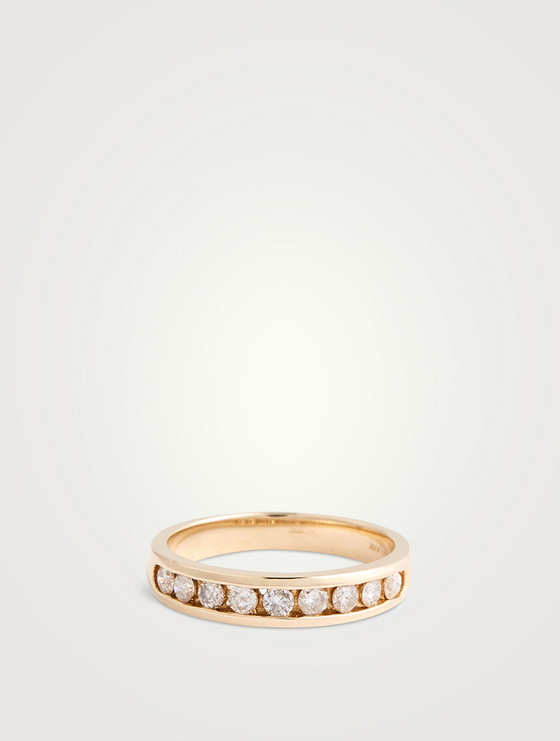 Vintage 14K Gold Half Eternity Ring With Diamonds