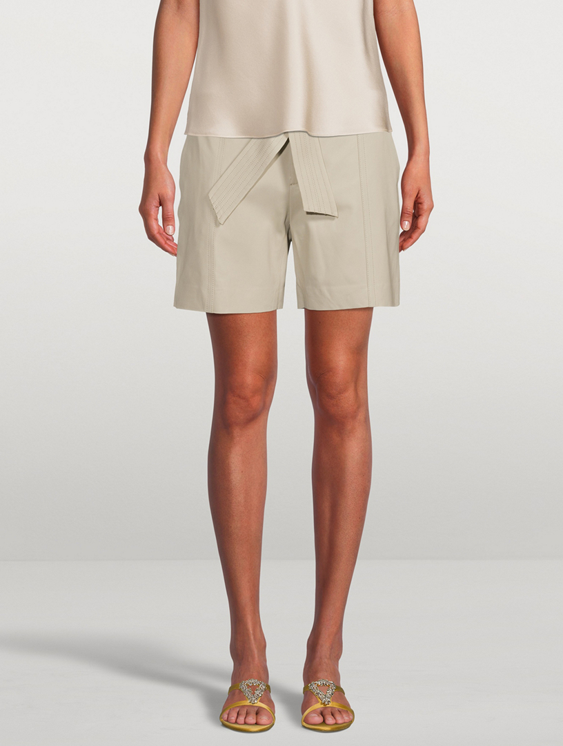 Belted Leather Shorts