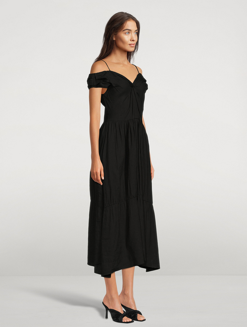 Off-Shoulder Twist Midi Dress