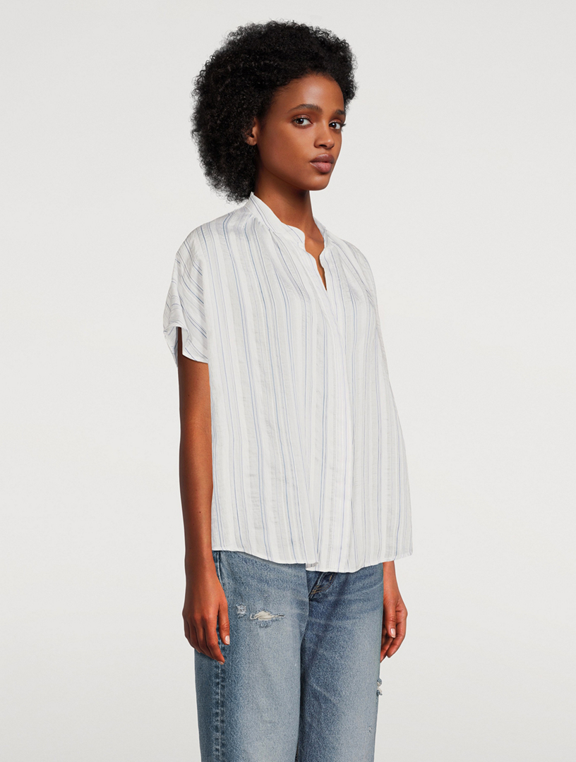Drapey Stripe Shirred Blouse