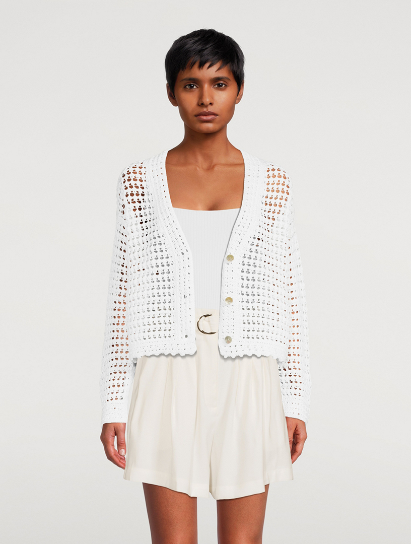 VINCE Organic Cotton Crochet Cardigan | Holt Renfrew