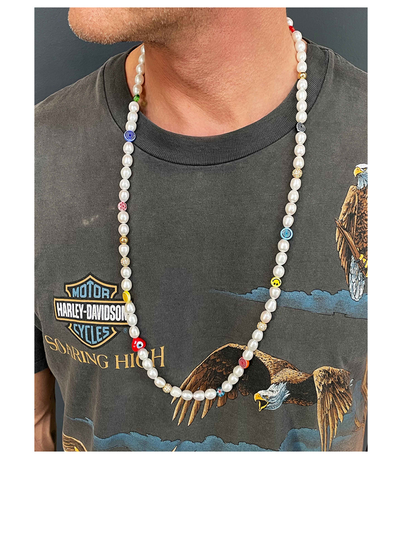 Smiley Face Long Pearl Necklace