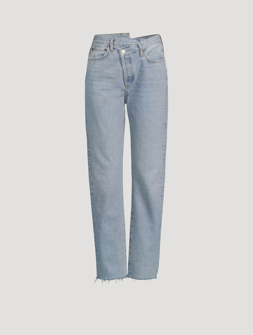 Criss-Cross Straight-Leg Jeans