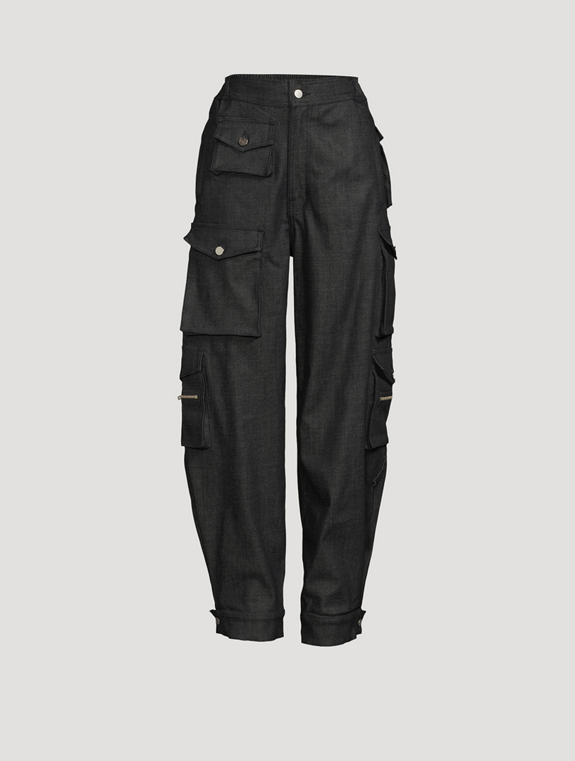 Denim Tapered Cargo Pants